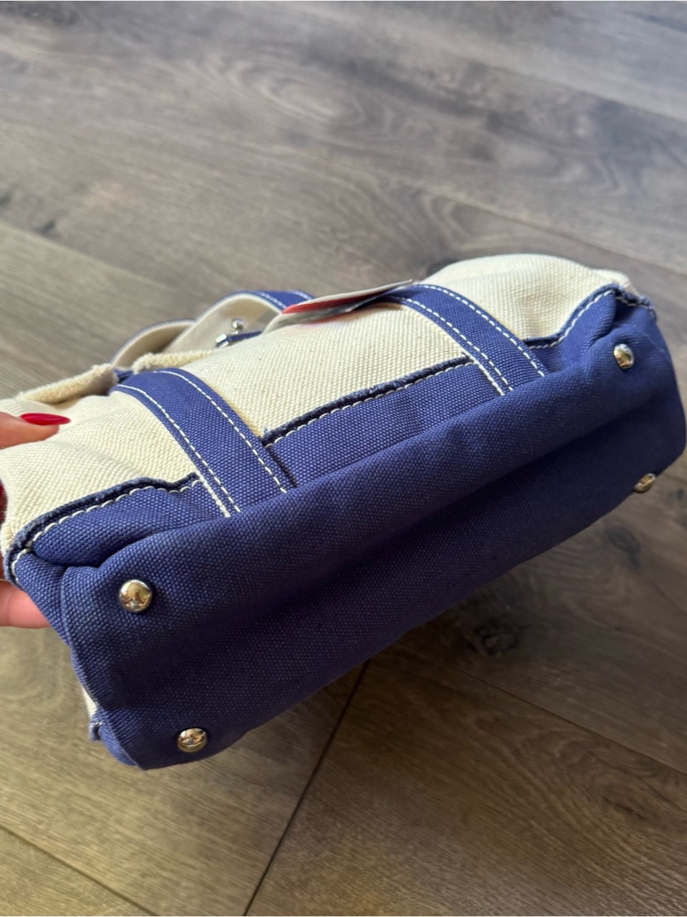 Sunwin Women's navy blue Cotton Canvas mini Tote Handbag ☁️💙 - Picture 5 of 7